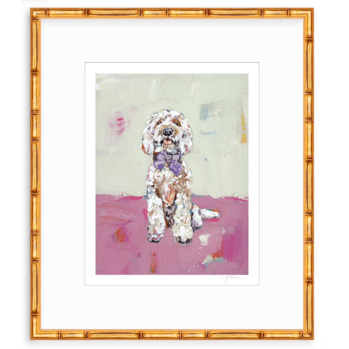 Doodle Dog (pink background) Fine Art Print