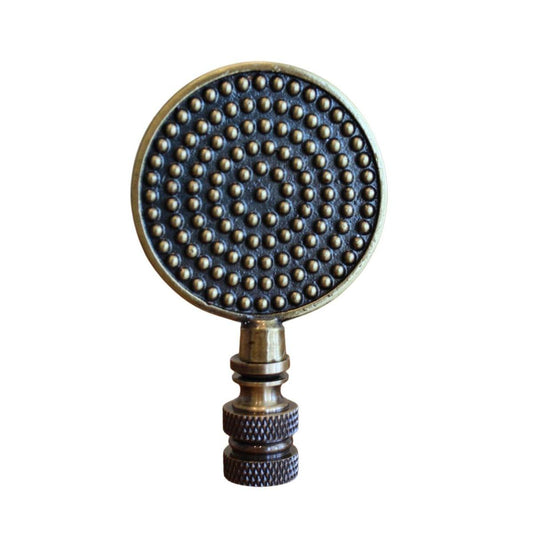 Dotted Medallion Decorative Lamp Finial Antique Brass, 3"h
