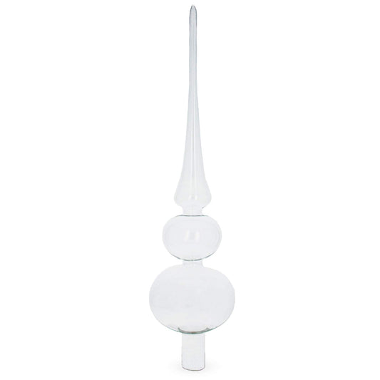 Double Ball Clear Glass Christmas Tree Topper 12.5 Inches