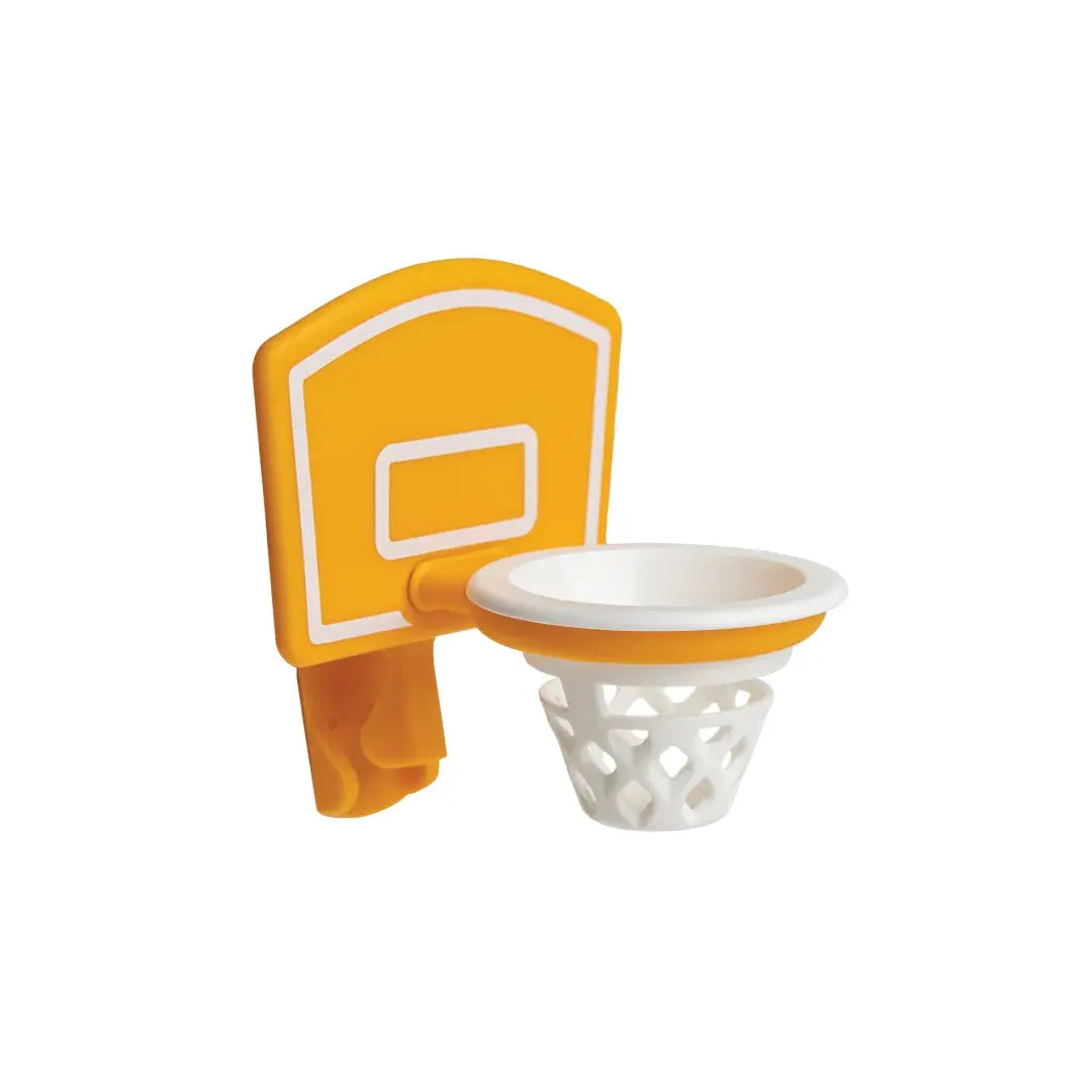 a yellow and white toy basketball hoop