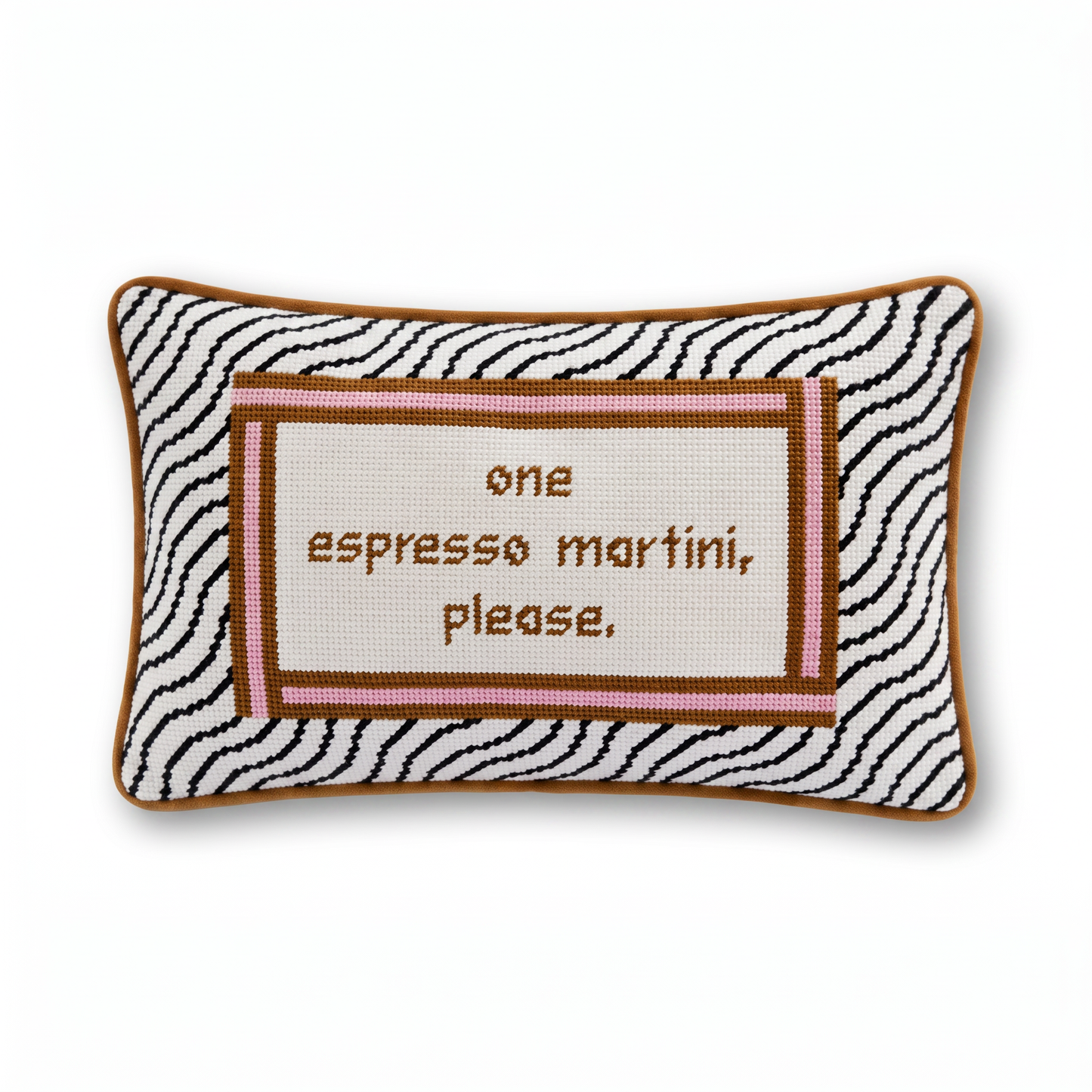 Espresso Martini Needlepoint Pillow