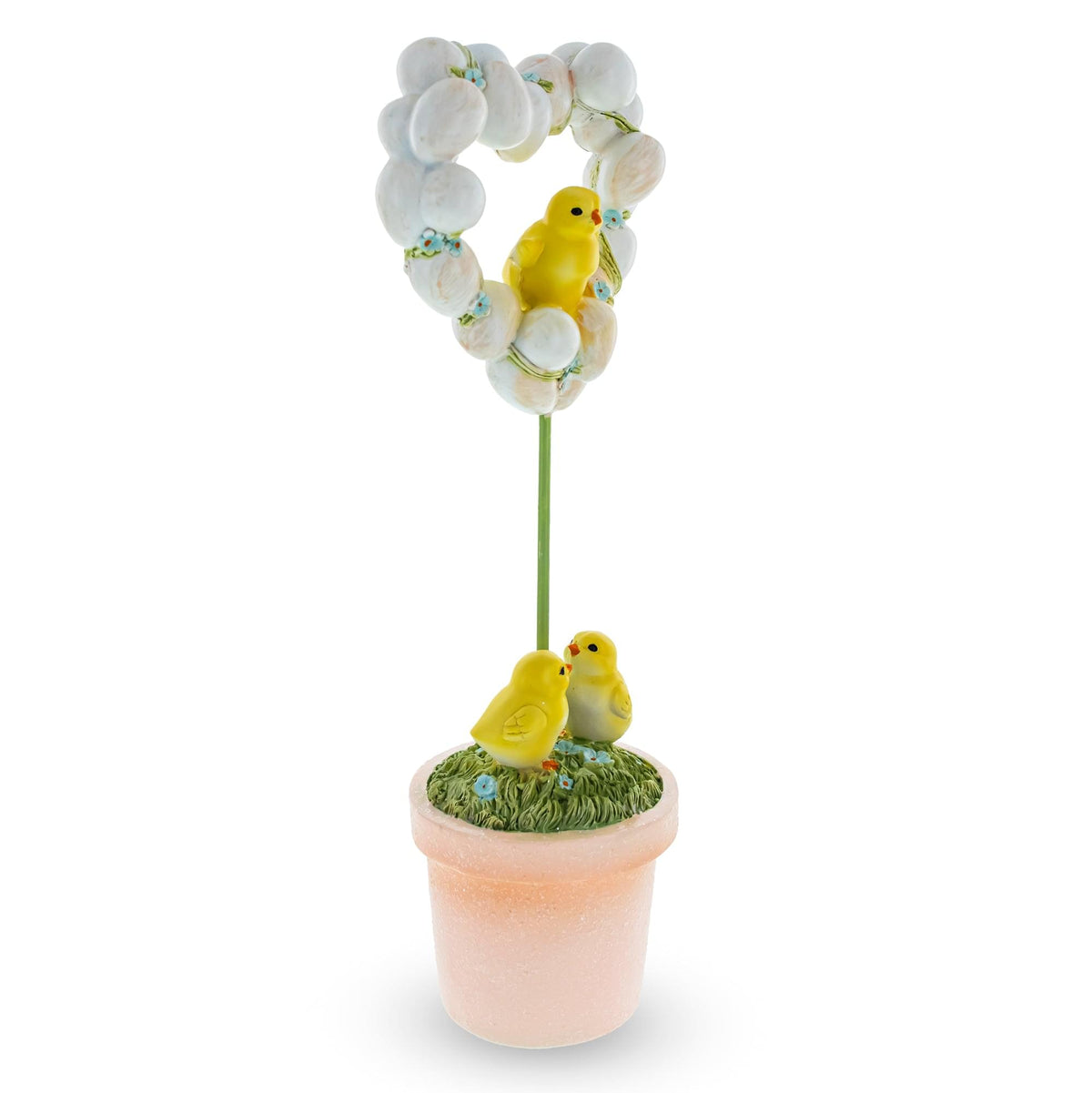 Easter Chick Heart Egg Topiary Figurine - Tabletop Spring Decor 12.5 Inches