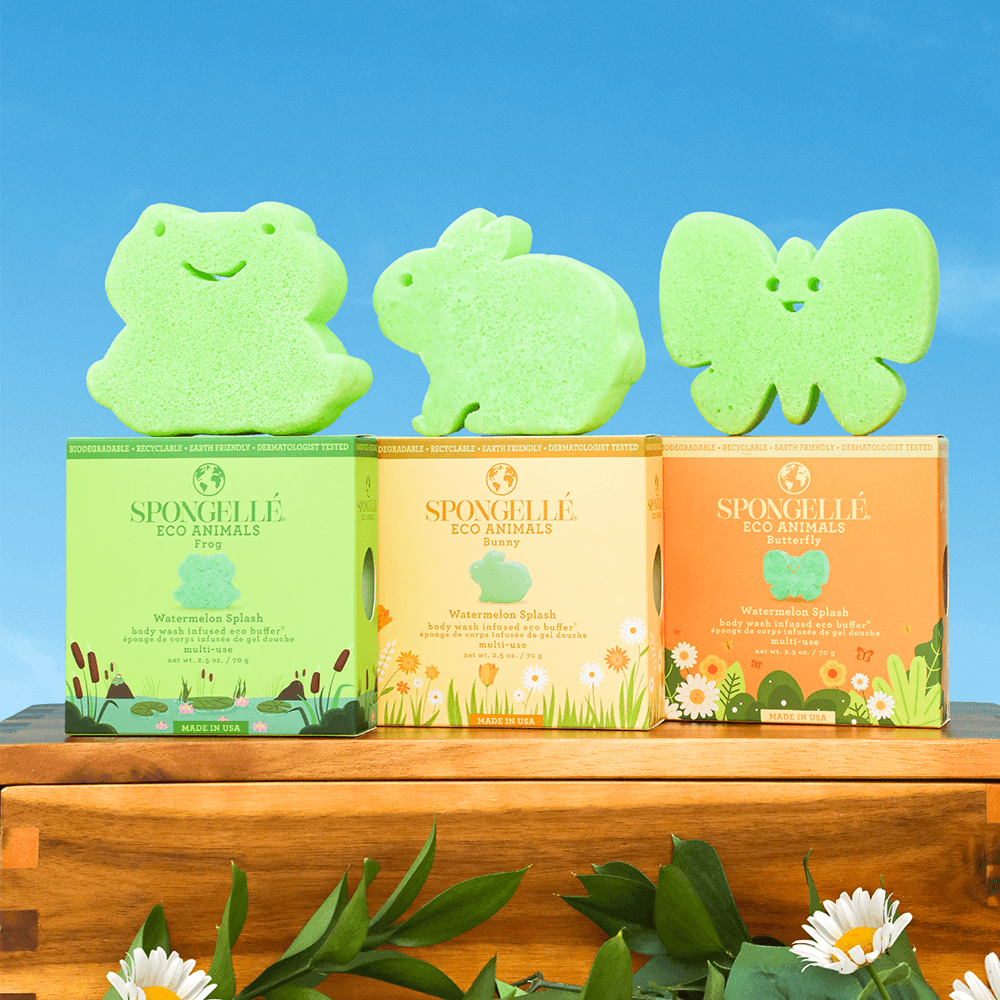 a group of sponges on top of boxes