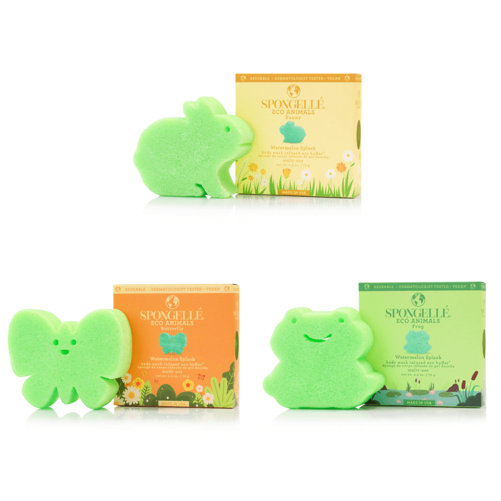 a sponges in the shape of a frog and a butterfly