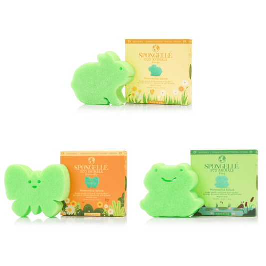 a sponges in the shape of a frog and a butterfly