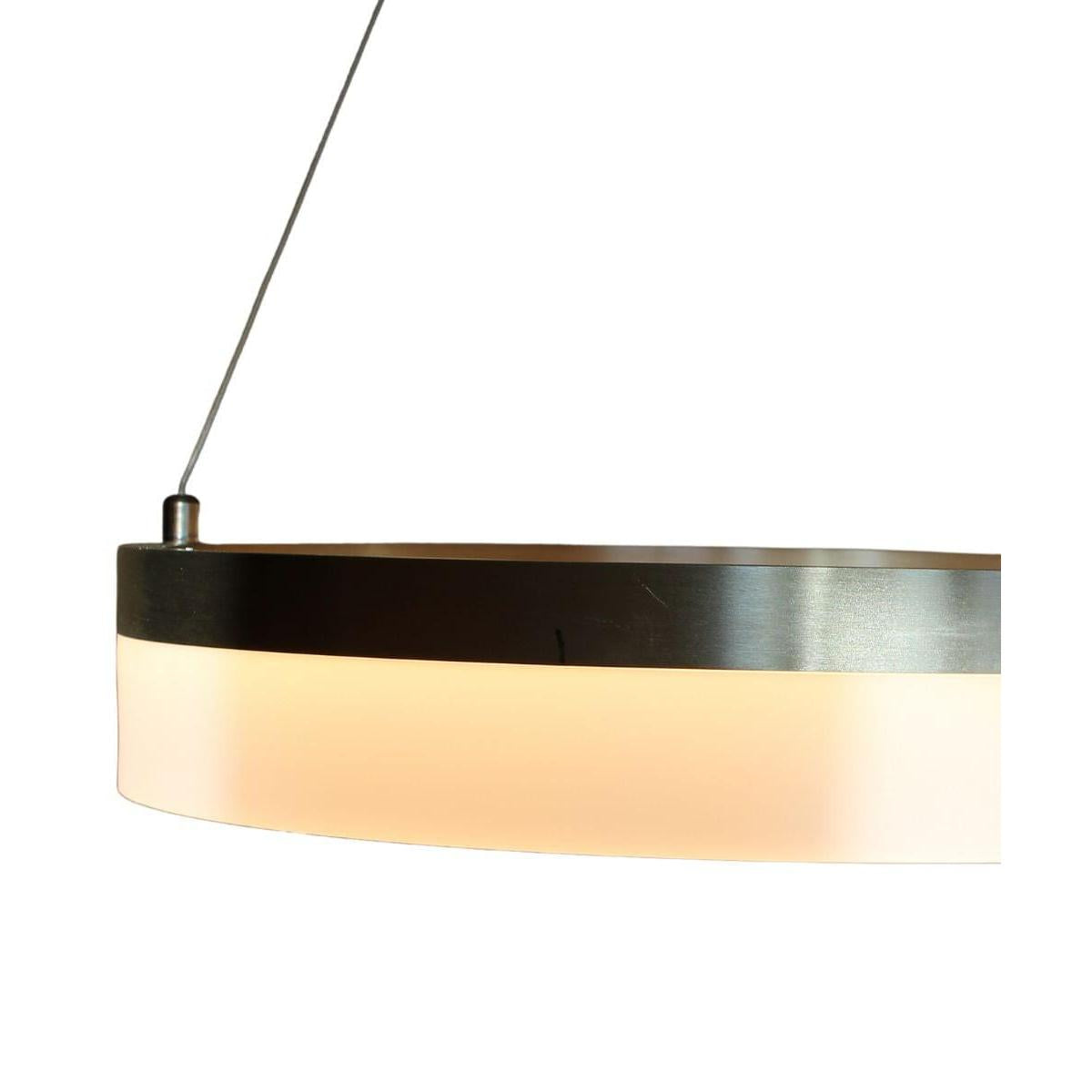 Edge-Lit 16"W 1-Light Round LED Ribbon Chandelier Light Fixture Brushed Nickel Finish