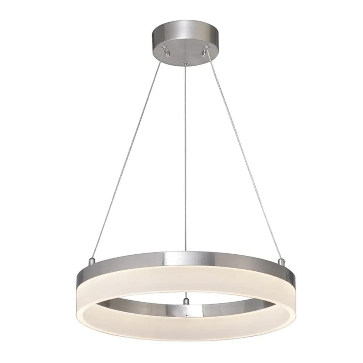 Edge-Lit 16"W 1-Light Round LED Ribbon Chandelier Light Fixture Brushed Nickel Finish