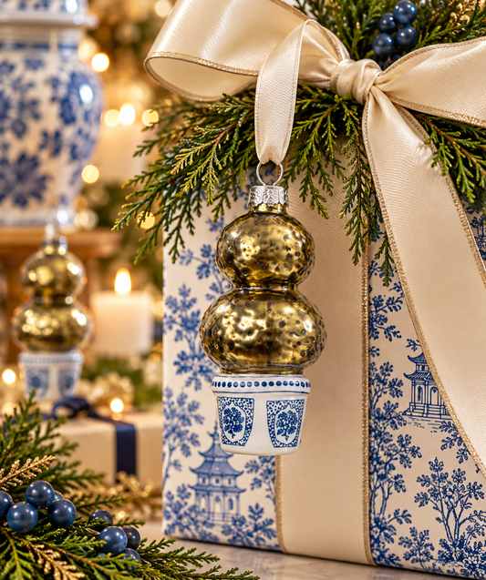 Box of 4 Blue Topiary Gift Topper