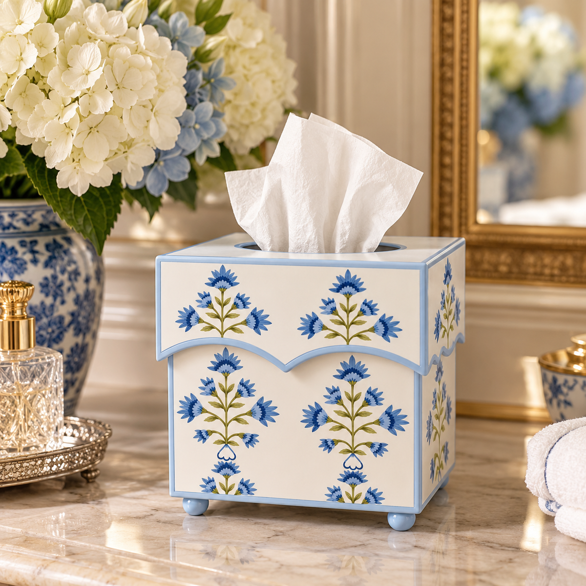Willow Bloom Square Wastepaper Basket & Tissue (2 Options)