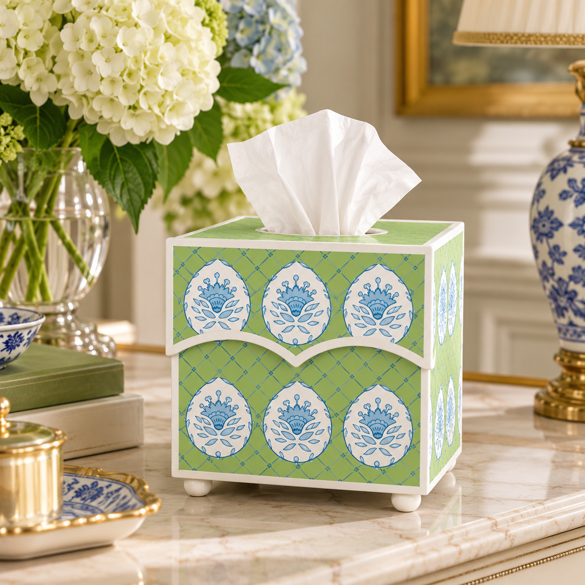 Green Meadow Crest Wastepaper Basket & Tissue (2 Options)