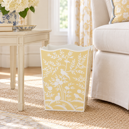 Yellow Bird & Vine Wastepaper Basket & Tissue (2 Options)