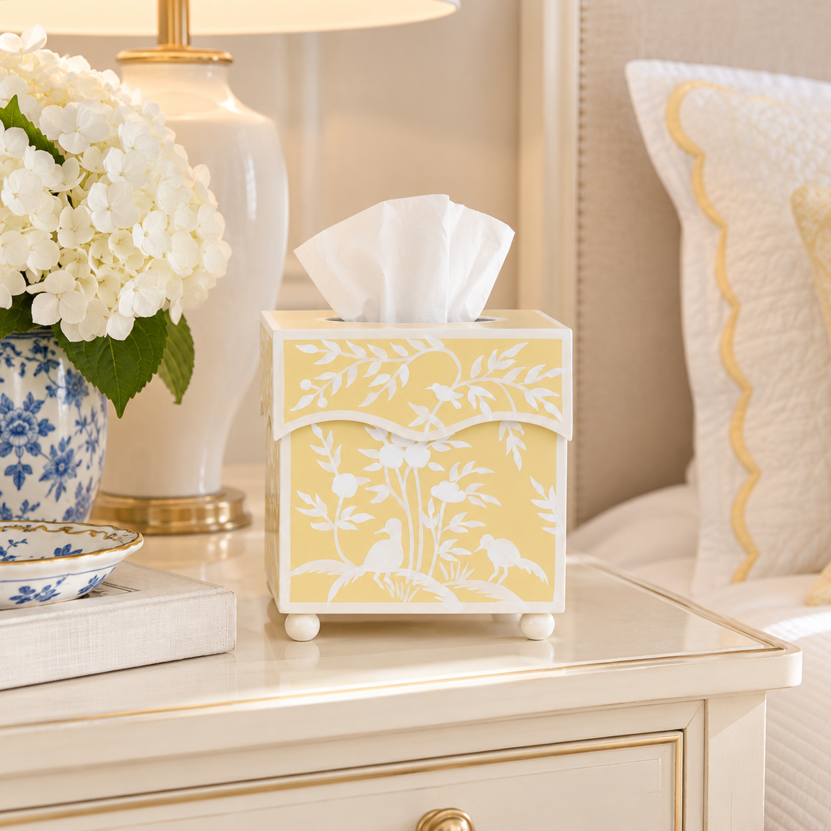 Yellow Bird & Vine Wastepaper Basket & Tissue (2 Options)