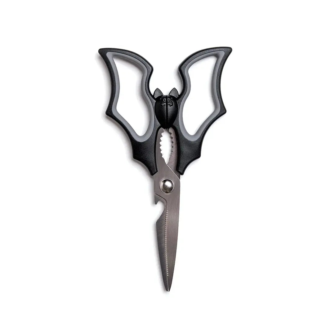 a pair of scissors with a bat design