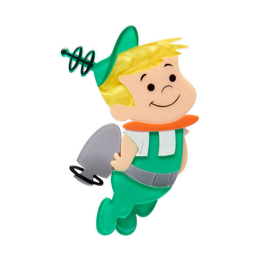 a cartoon character holding a silver object