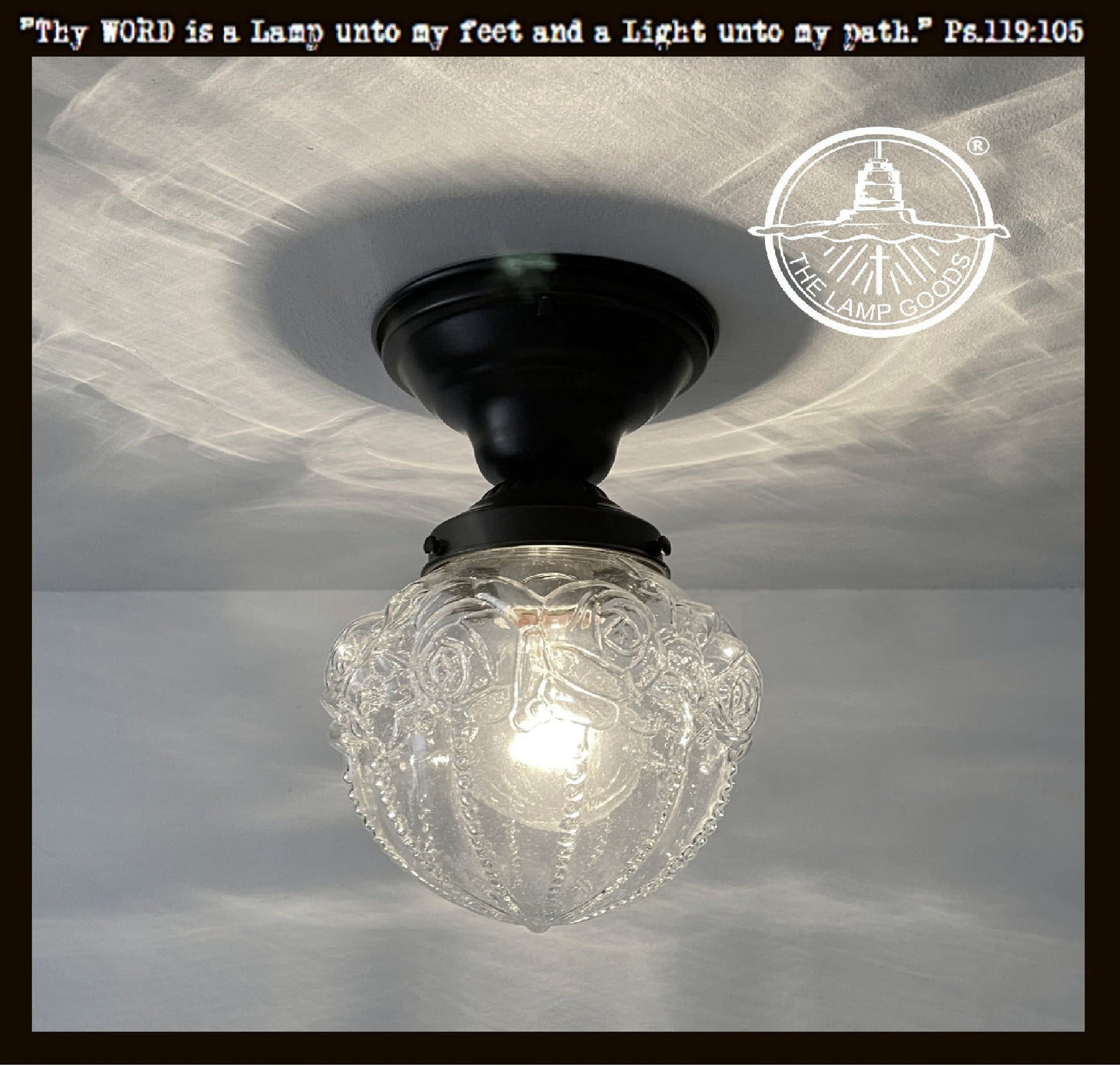 Victorian Embossed Flush Mount Globe Antique Ceiling Light Glass
