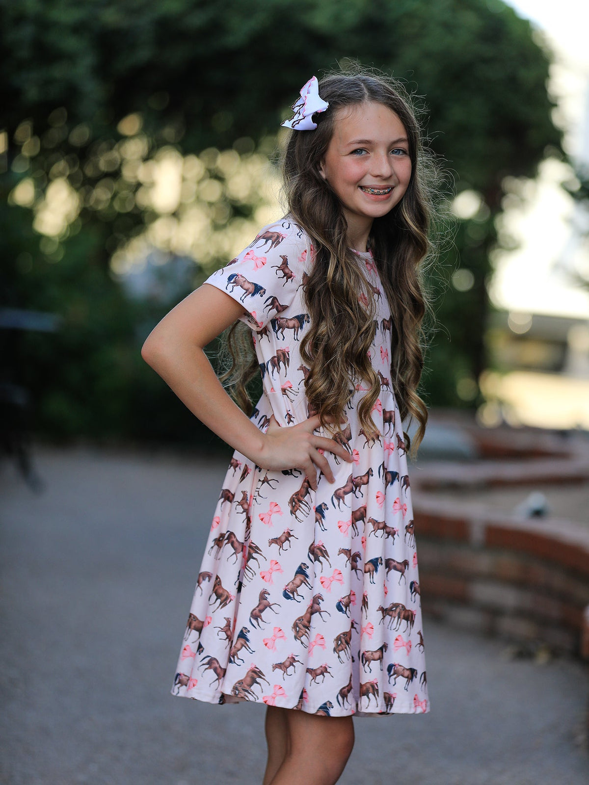 a girl in a dress