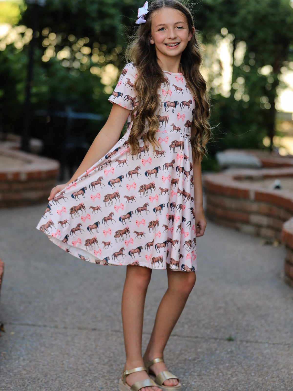 a girl in a dress