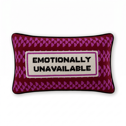Emotionally Unavailable Needlepoint Pillow