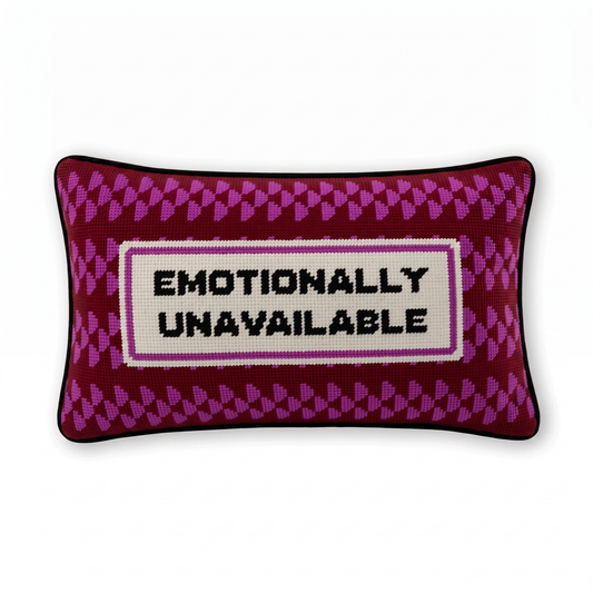 Emotionally Unavailable Needlepoint Pillow