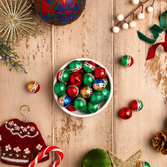 Milk Chocolate Christmas Foiled Balls - 1 lb.