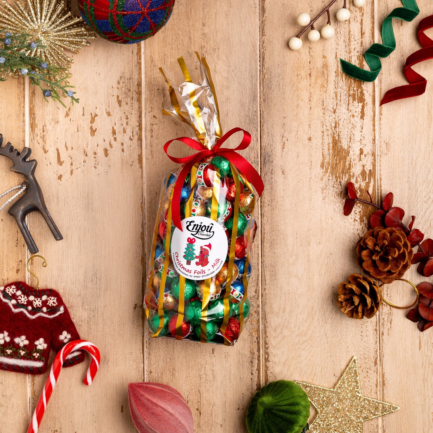 Milk Chocolate Christmas Foiled Balls - 1 lb.