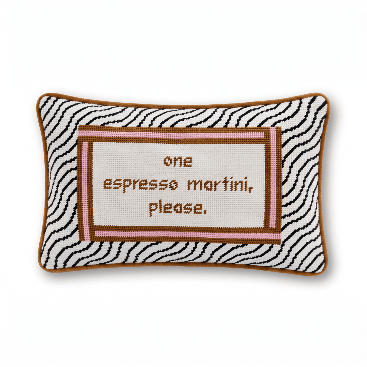 Espresso Martini Needlepoint Pillow