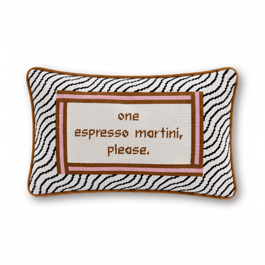 Espresso Martini Needlepoint Pillow