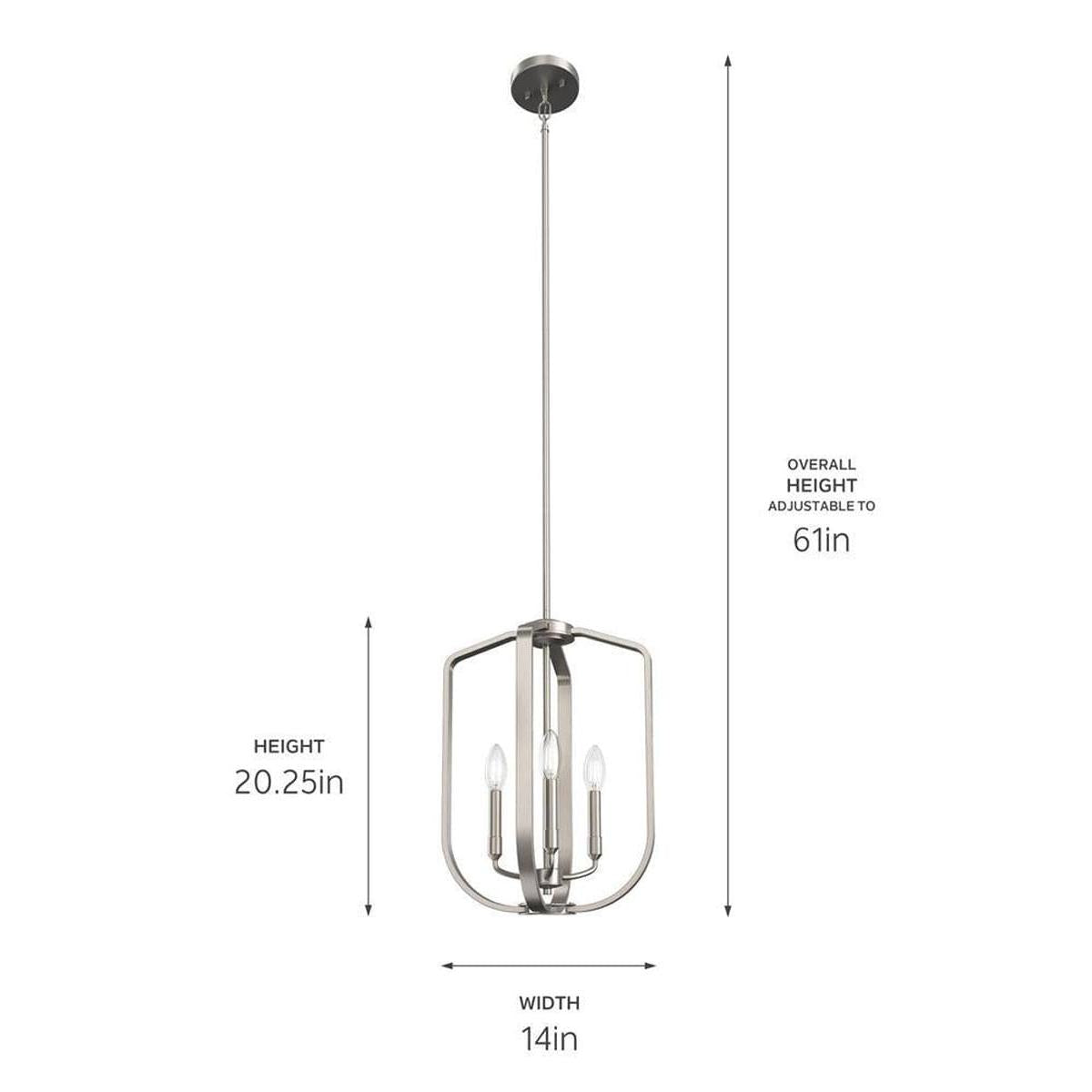 Ettore 14"W 3-Light Pendant Light Fixture by Kichler Brushed Nickel Finish