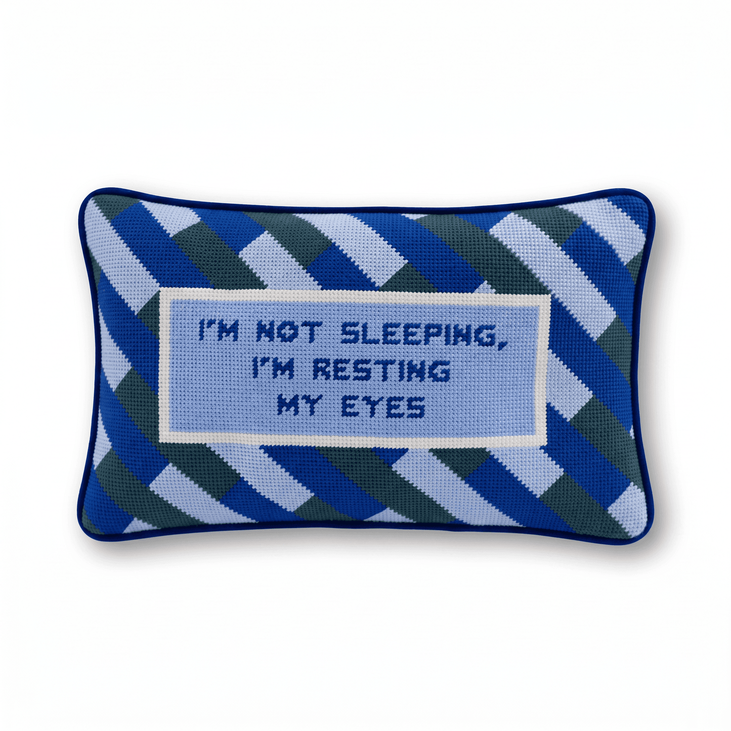 Eyes Resting Needlepoint Pillow