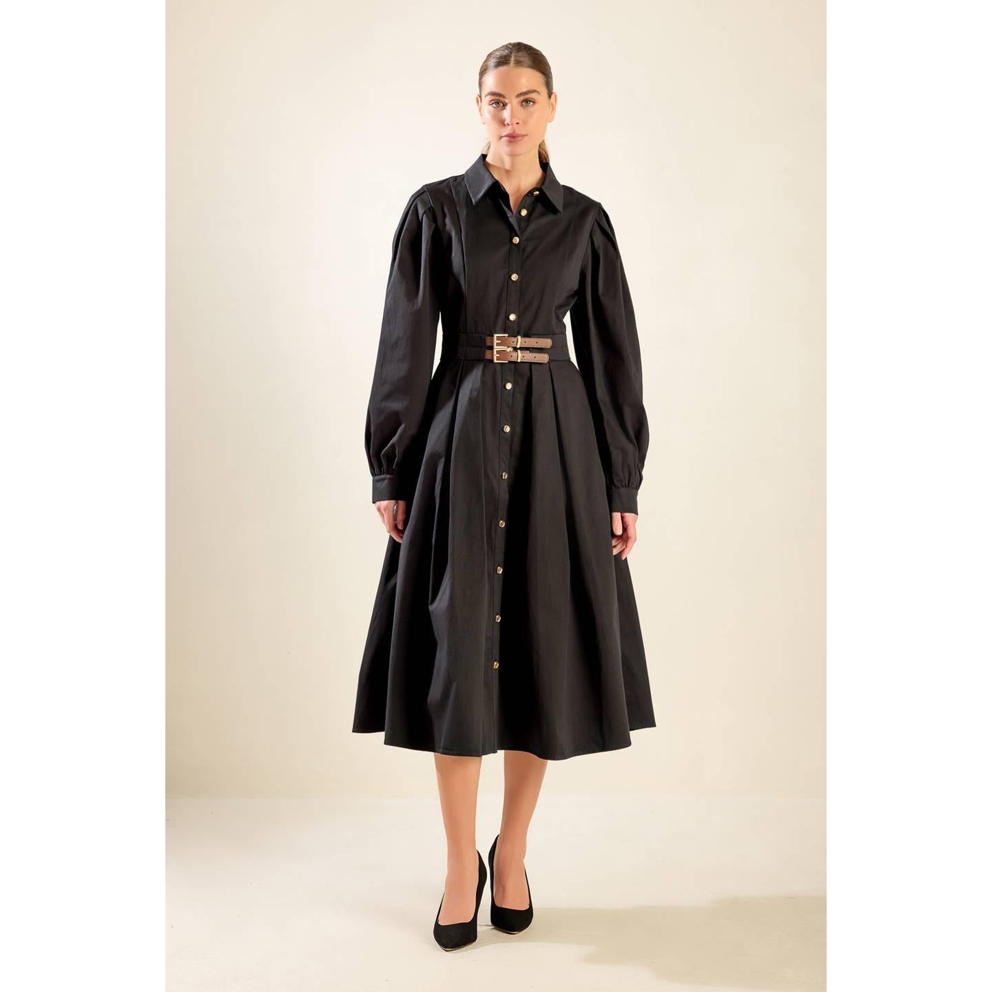 MIDNIGHT MASQUERADE WOVEN MIDI DRESS