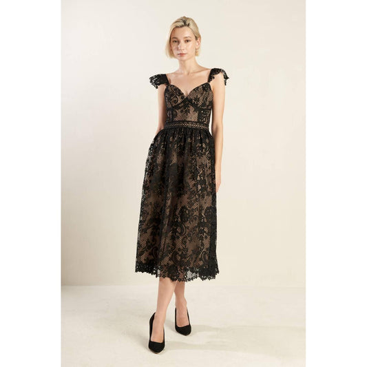 KNOW YOU BETTER LACE WOVEN MIDI DRESS