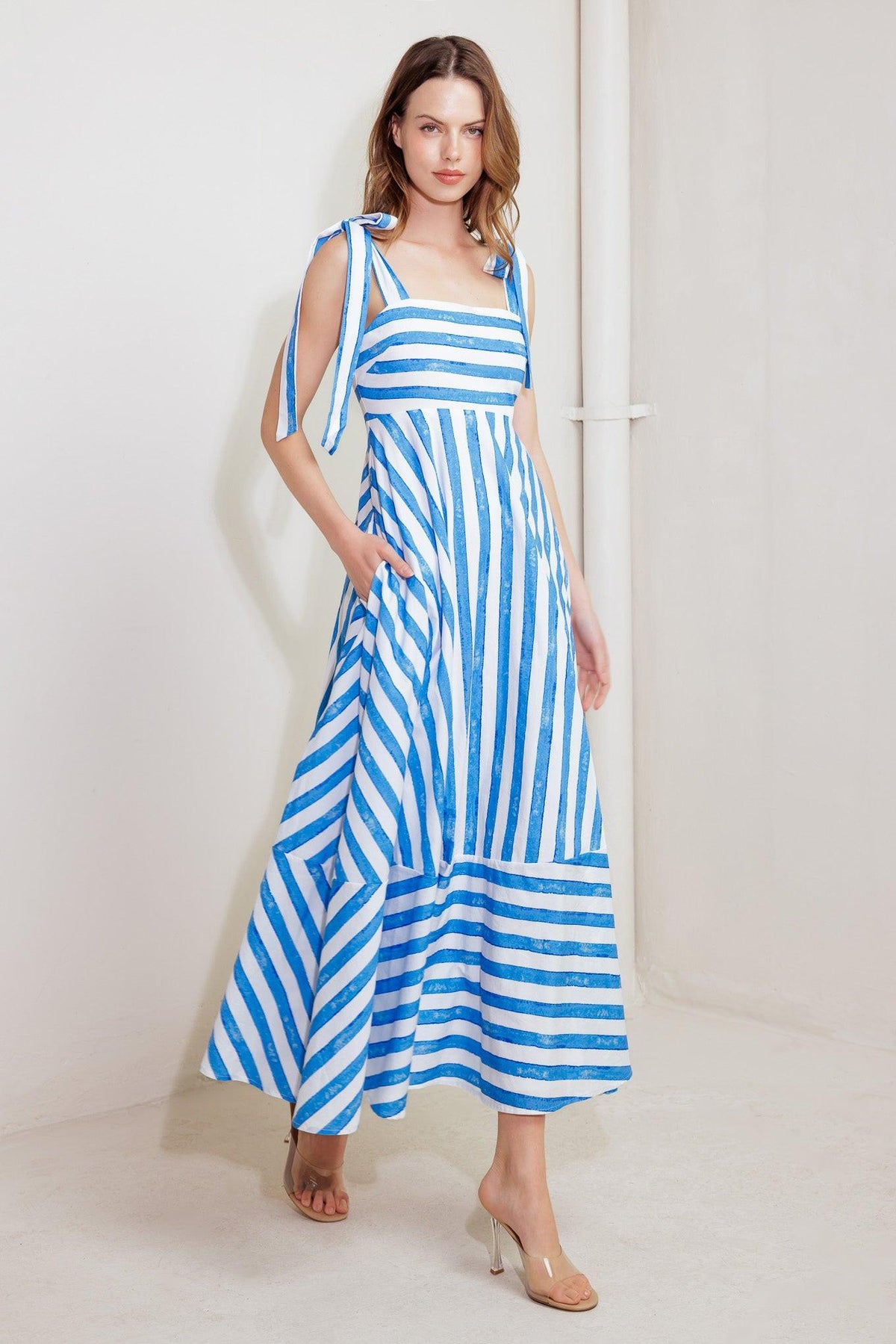 OCEAN BREEZE WOVEN MIDI DRESS