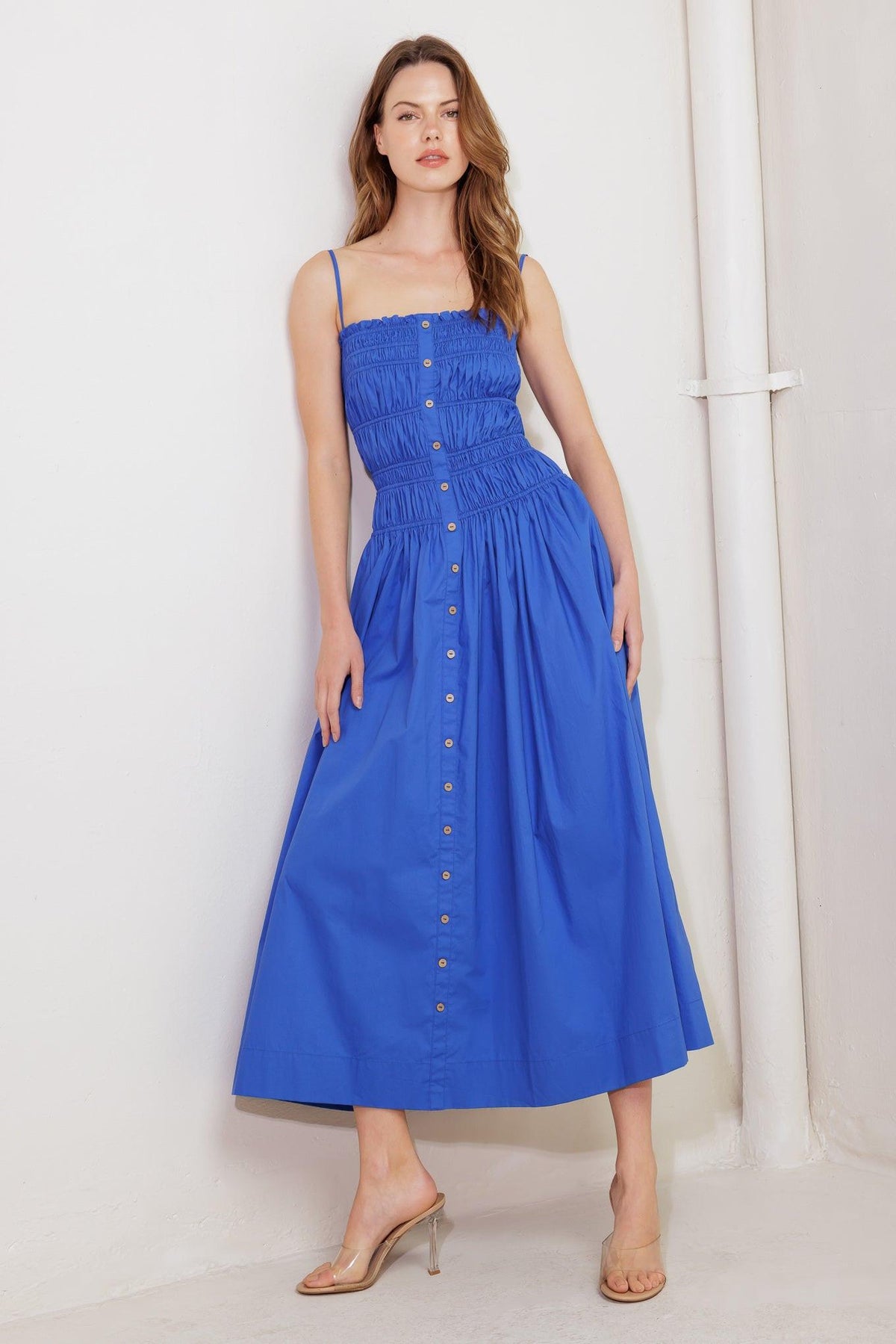 MOONLIGHT ON MY WOVEN MIDI DRESS