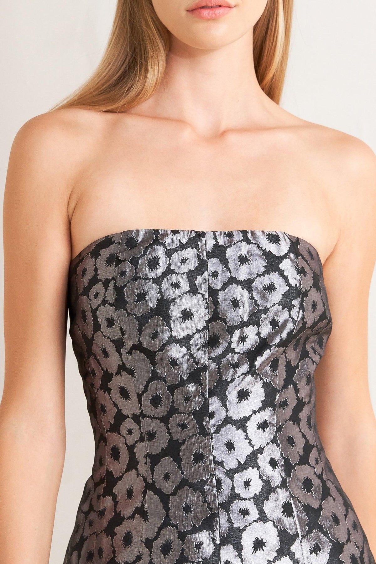 SHINE ON ME WOVEN JACQUARD MINI DRESS