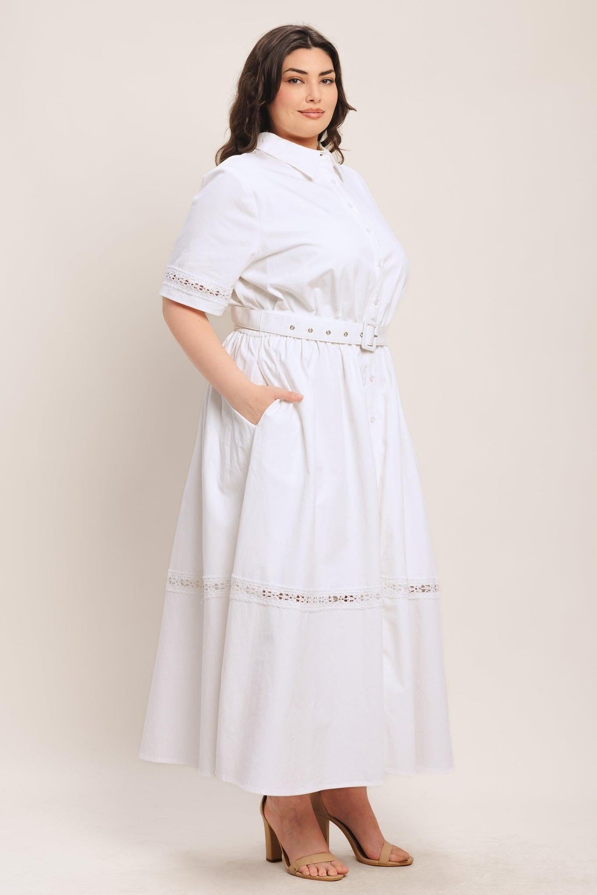 a woman in a white dress