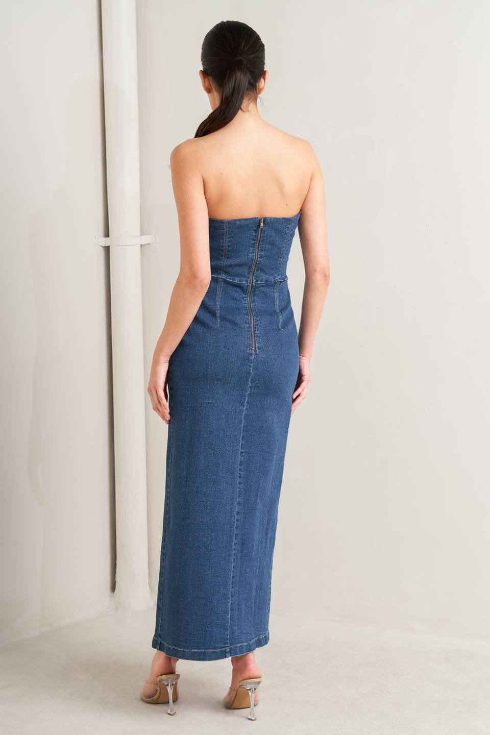 RAW ECHO DENIM MIDI DRESS