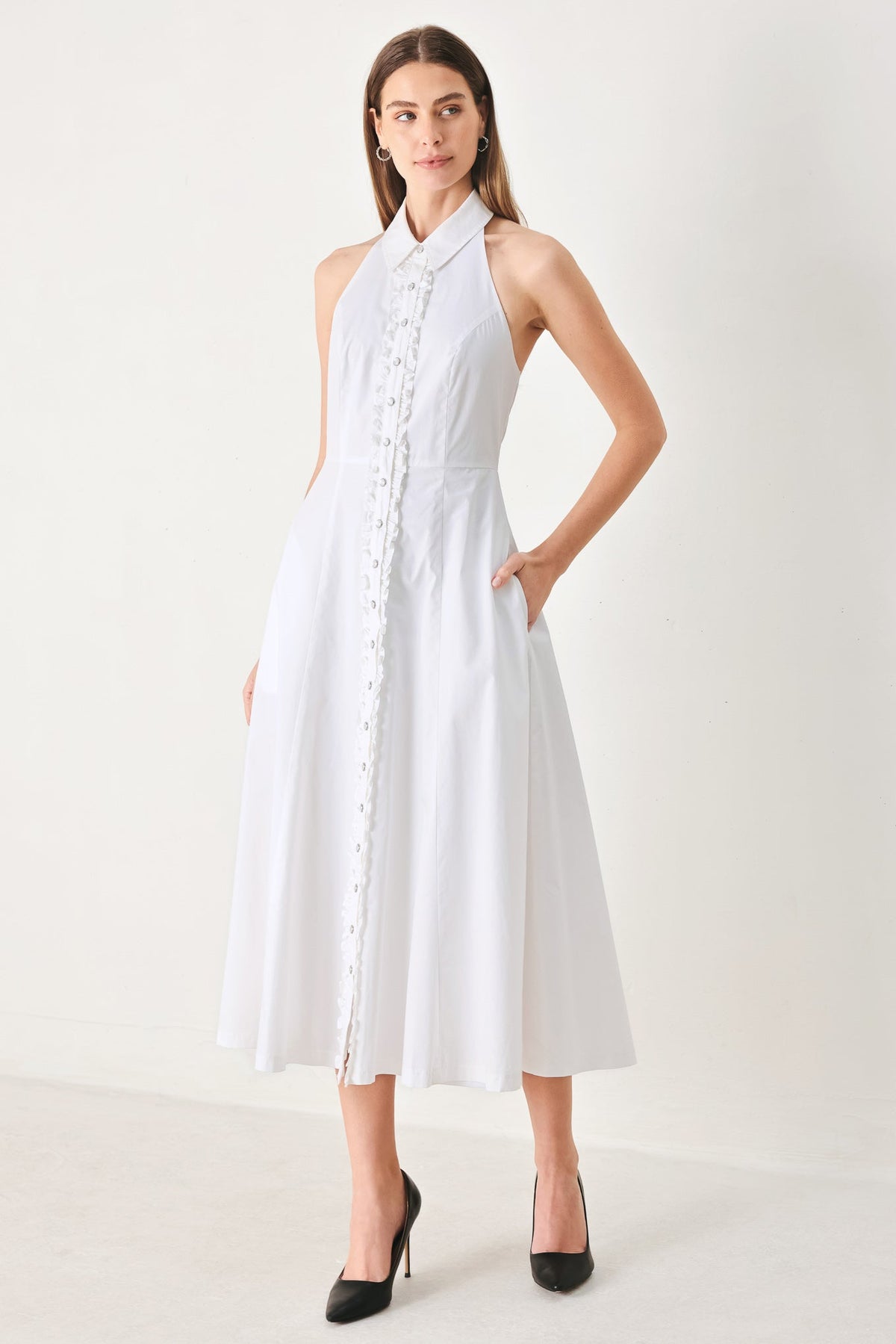 ANGEL CHARM WOVEN MIDI DRESS