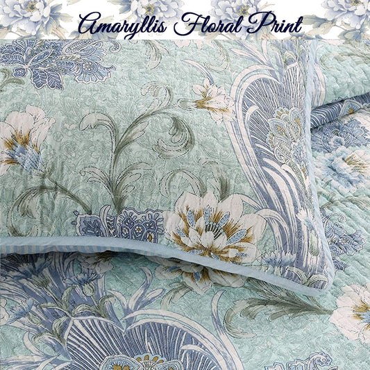 Porcelain Vase Cotton 3-Piece Reversible Quilt Bedding Set