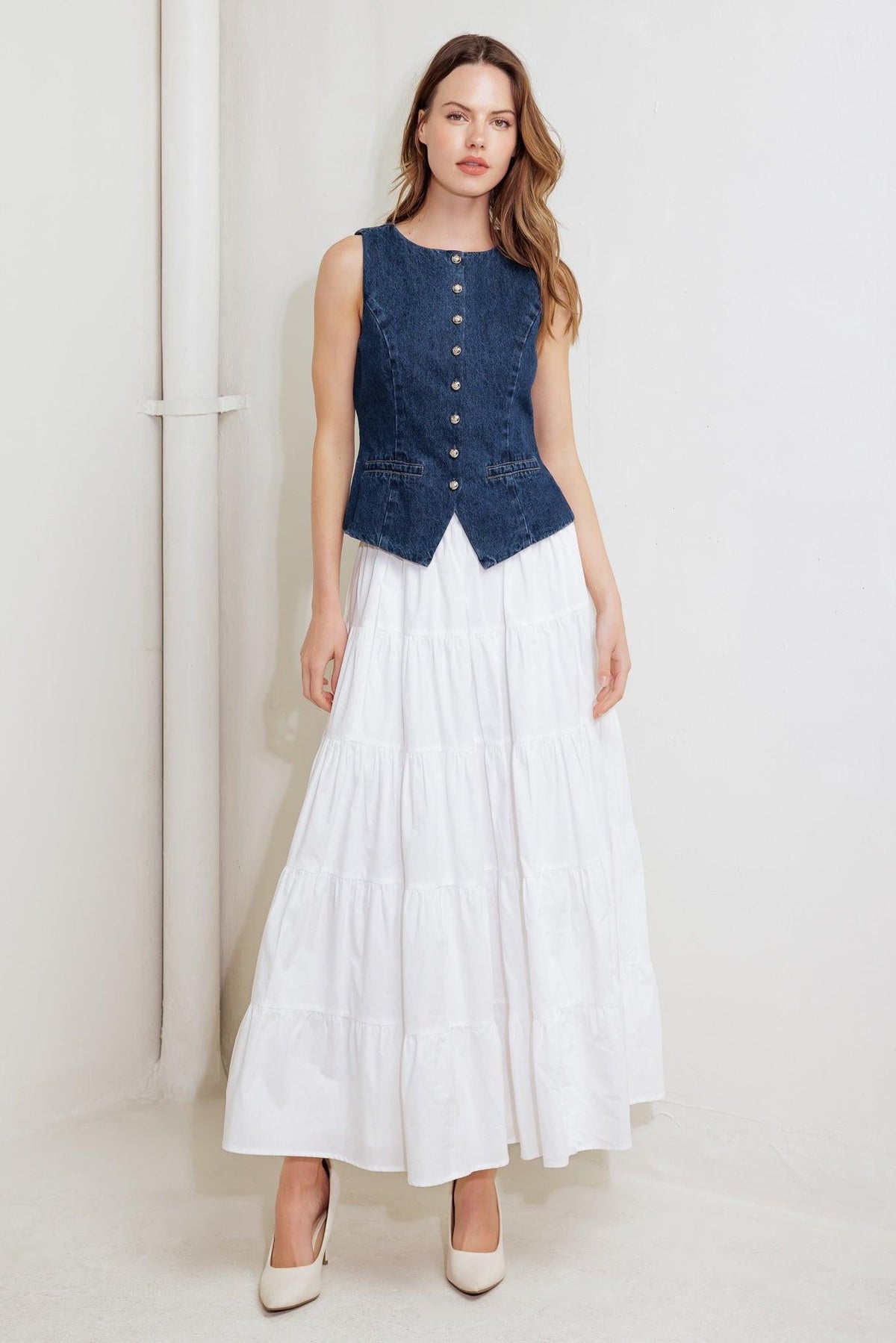 COFFEE PETAL DENIM VEST