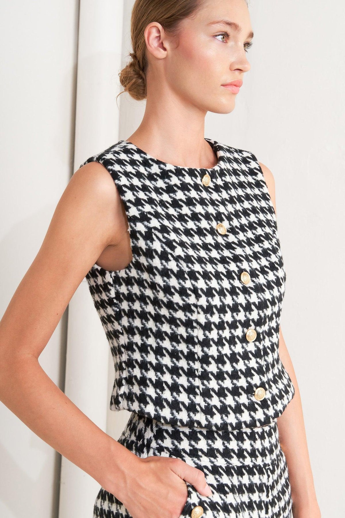METRO ICON WOVEN HOUNDSTOOTH VEST
