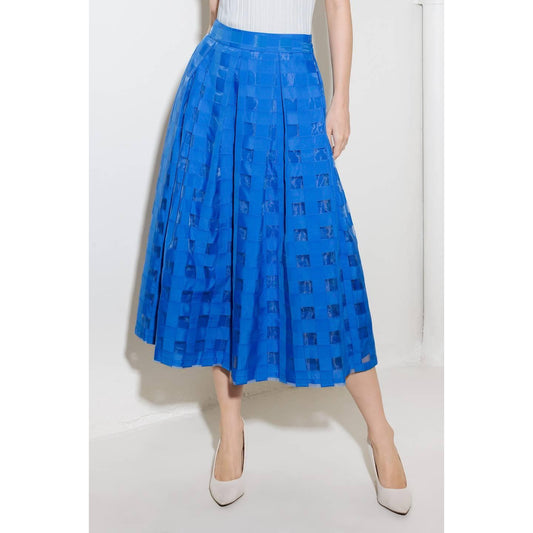LIVE FOR US BLUE ORGANZA MIDI SKIRT