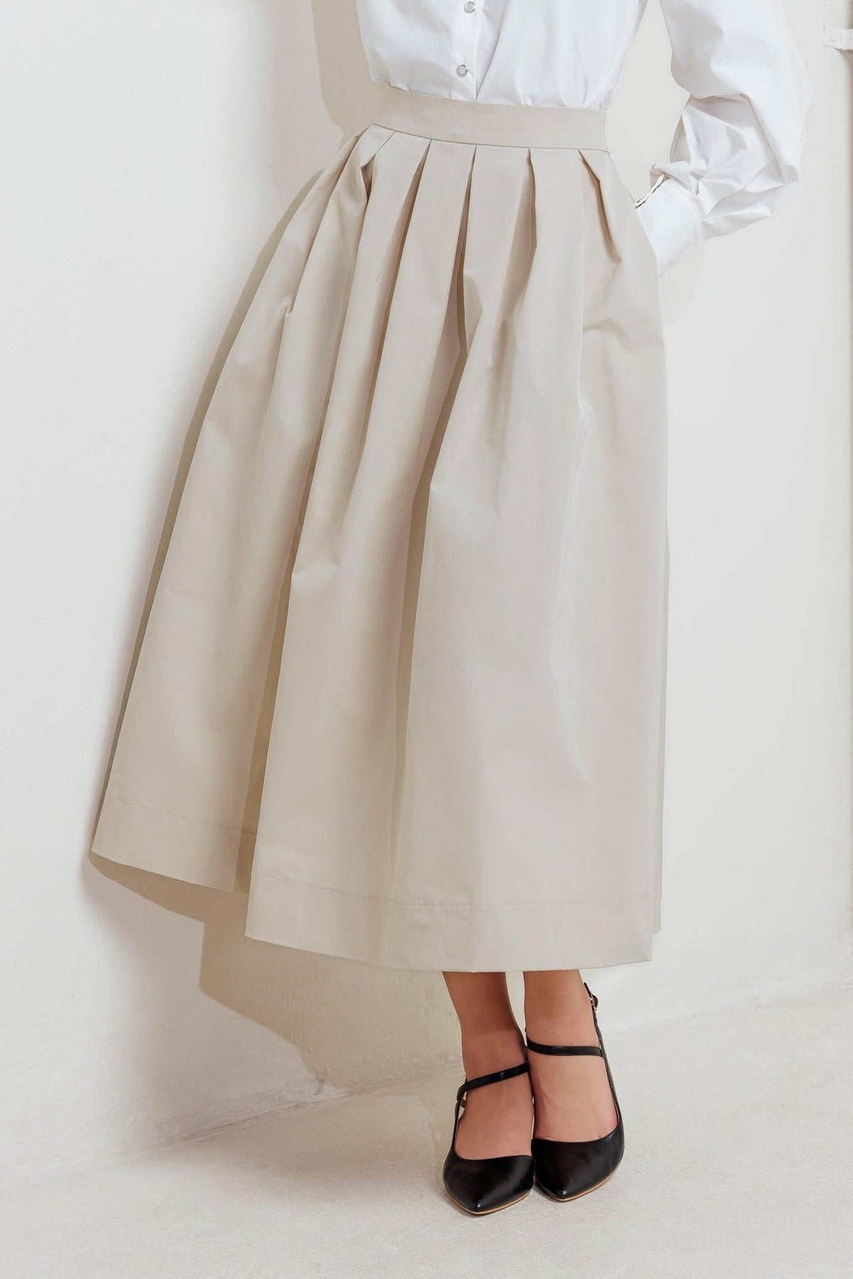 SOFT POEM WOVEN FULL MIDI SKIRT