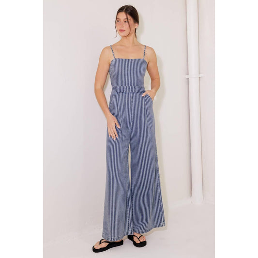 BEGIN AGAIN BLUE DENIM JUMPSUIT