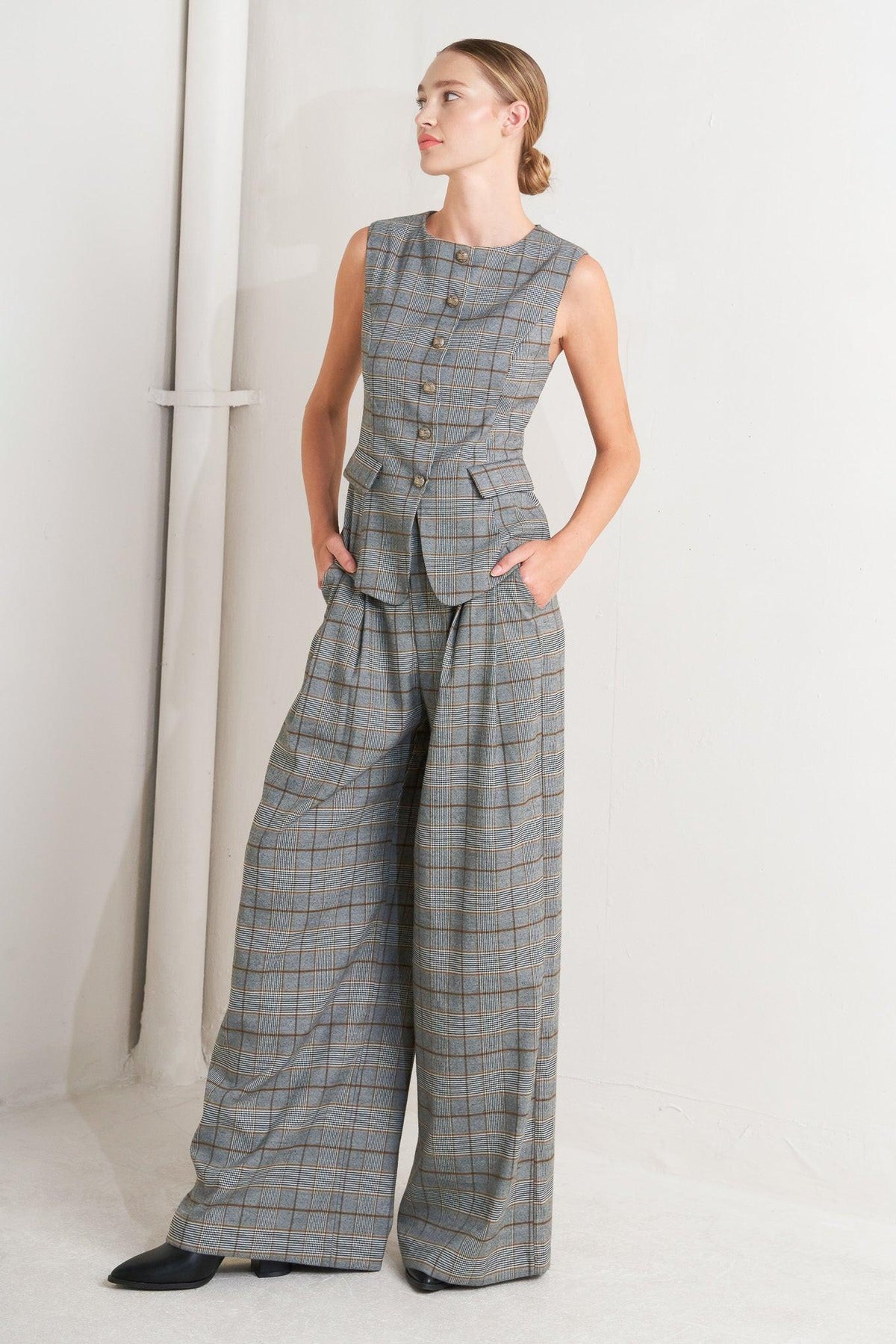 NEW AGE WOVEN PLAID PANTS
