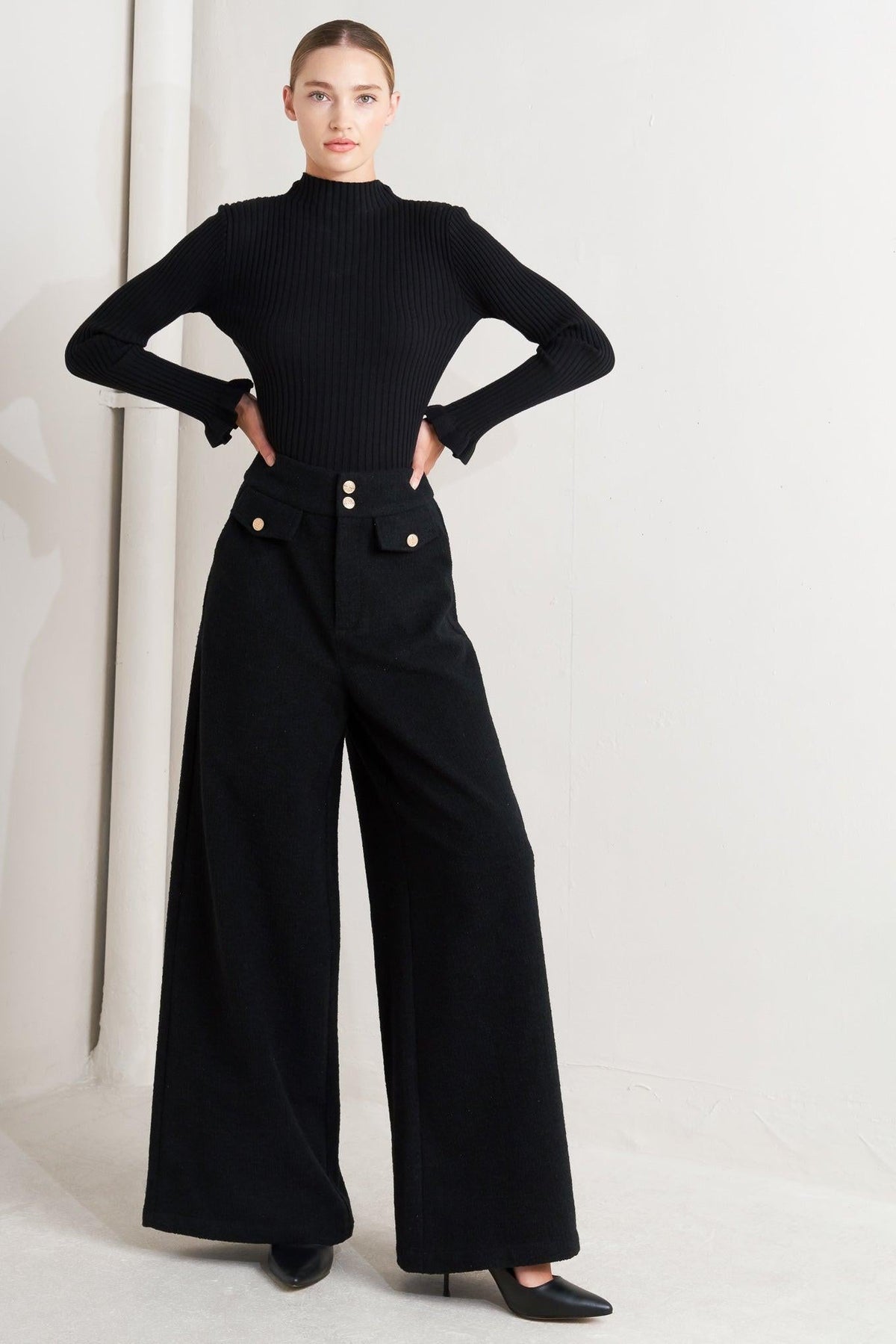 PRESTIGE VOLUME BLACK WOVEN PANTS