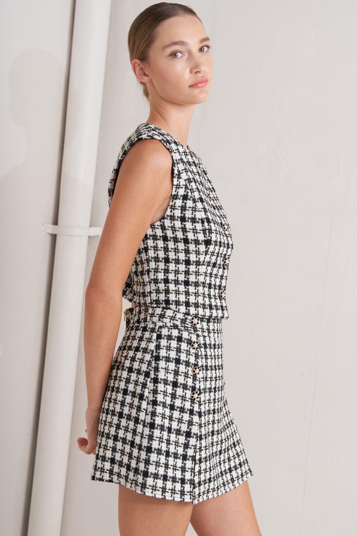 MONA CHECK TWEED SKORT