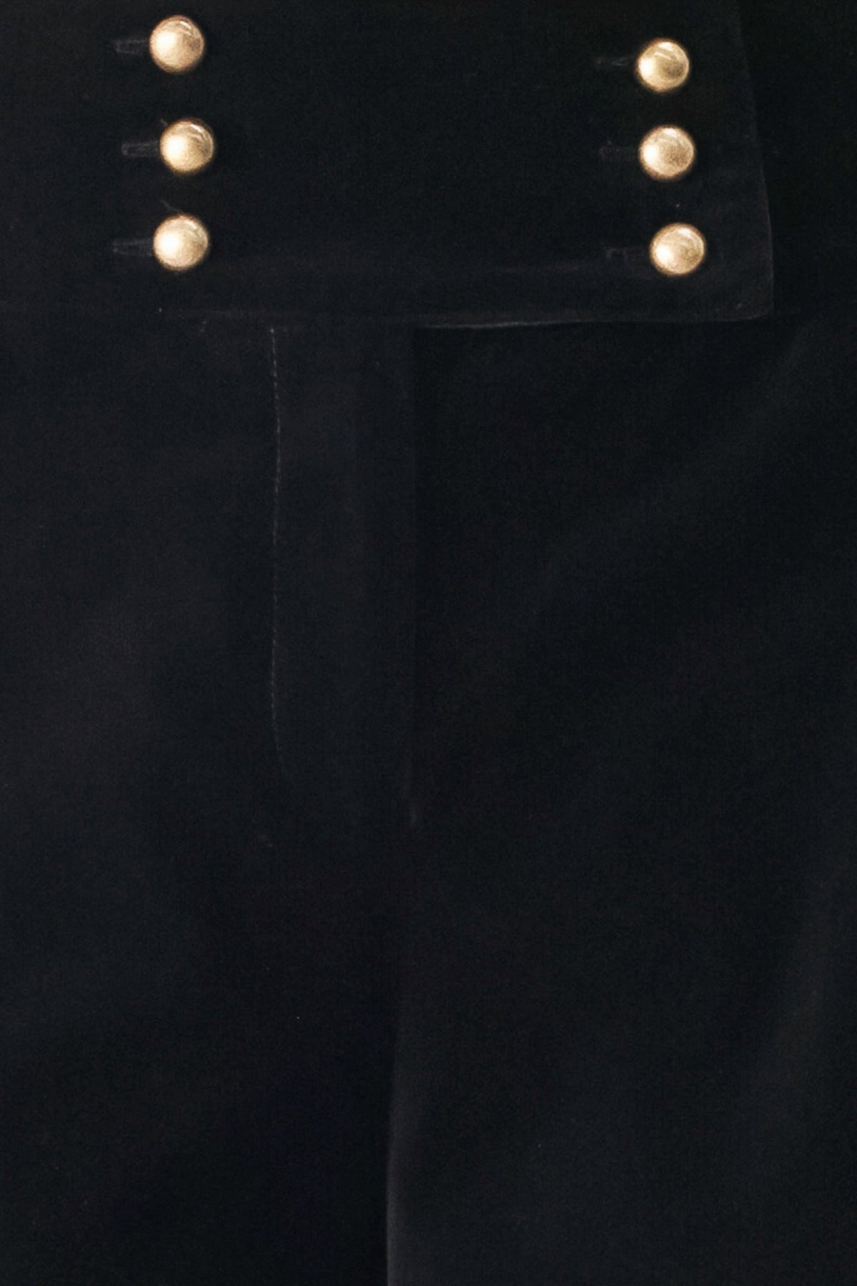 VELVET COMMAND BLACK BUTTON-WAIST WIDE-LEG PANTS
