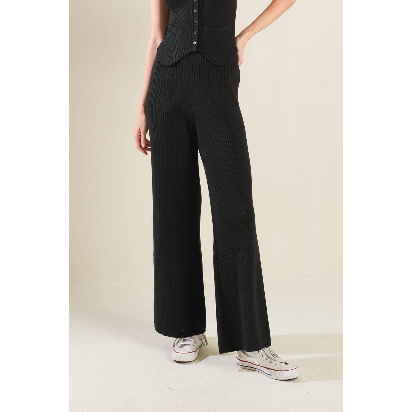 REGAL RISE BLACK KNIT PANTS