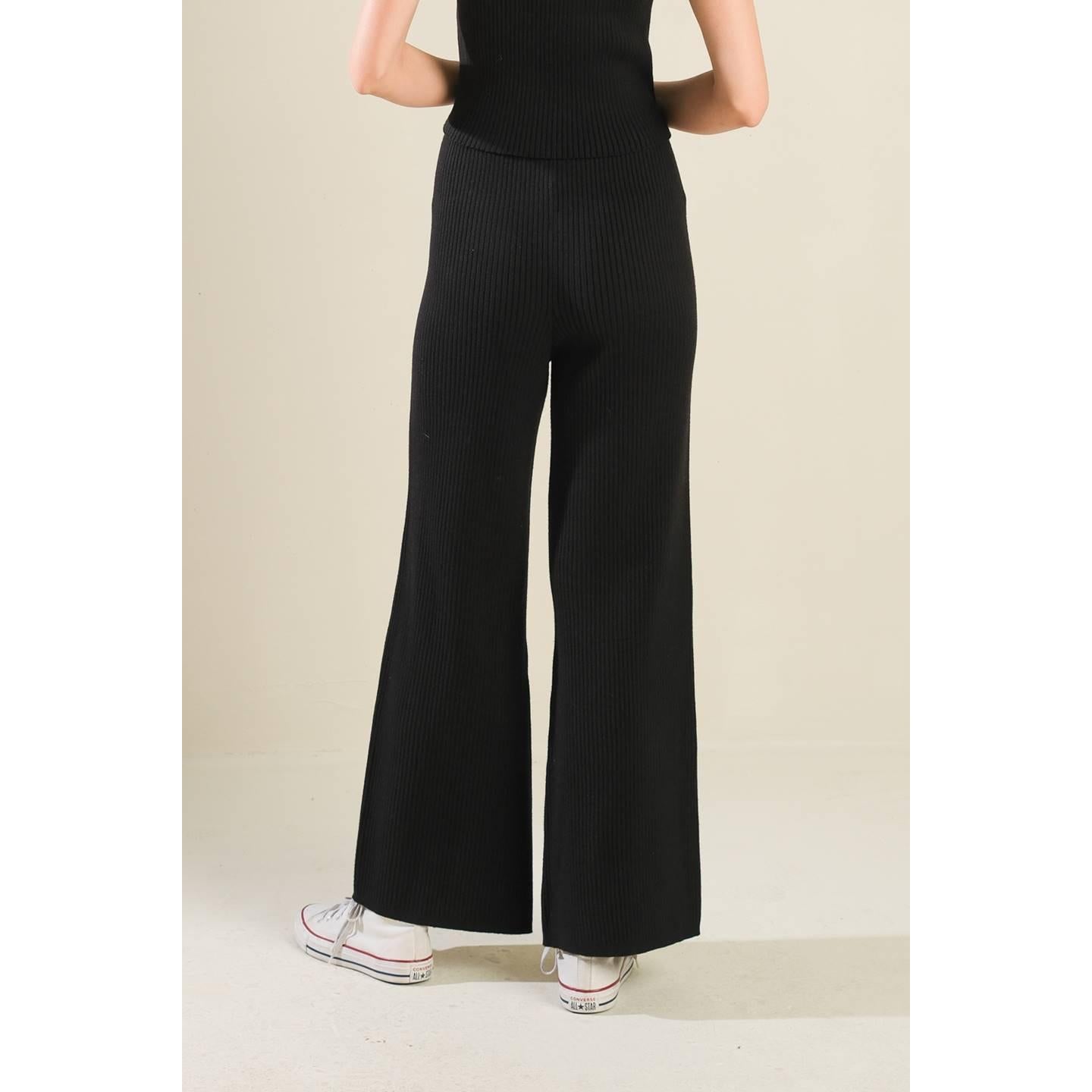 REGAL RISE BLACK KNIT PANTS