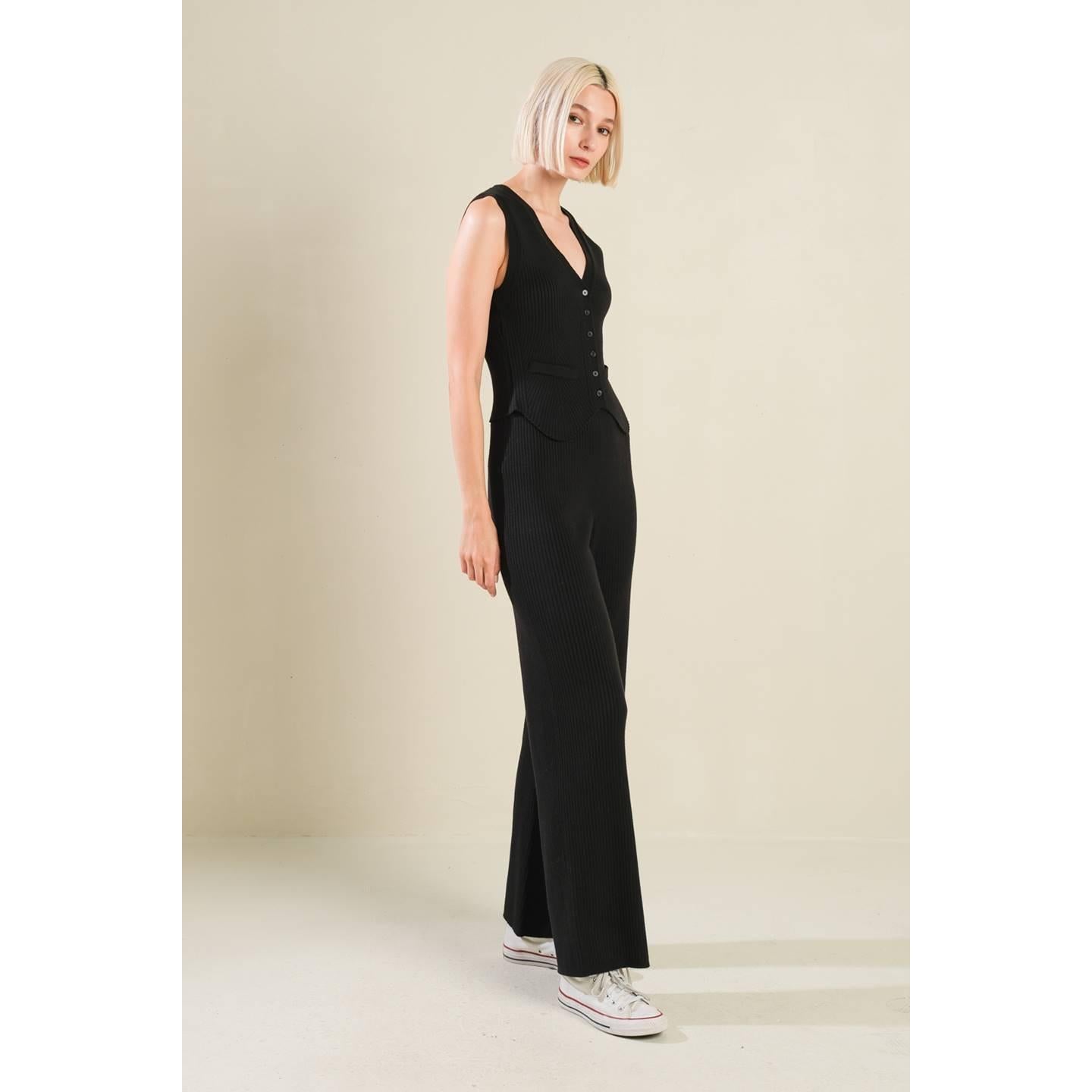REGAL RISE BLACK KNIT PANTS